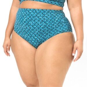 NWT TORID Blue Mermaid Scale High-Waisted Bikini Bottom